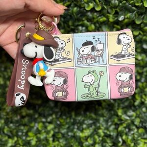 Snoopy Cartoon Print coin purse with key chain